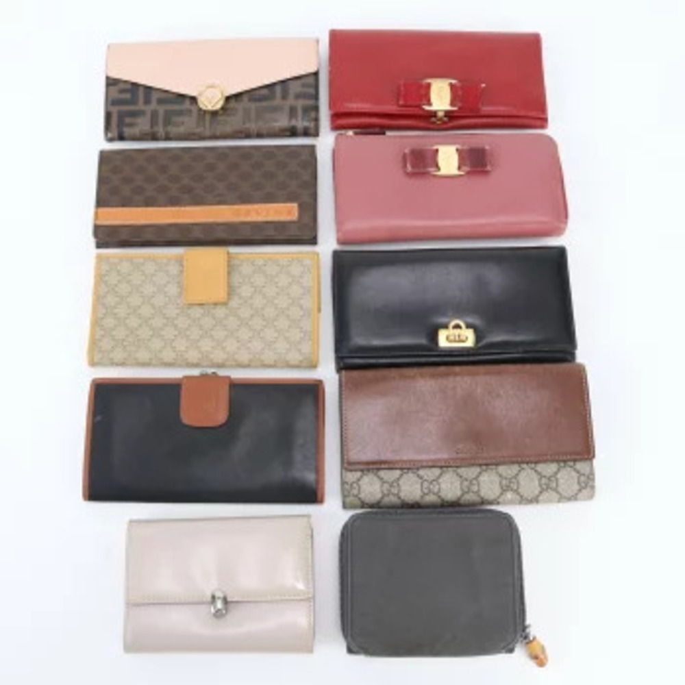 Christian Dior Leather Long Wallets Red Black